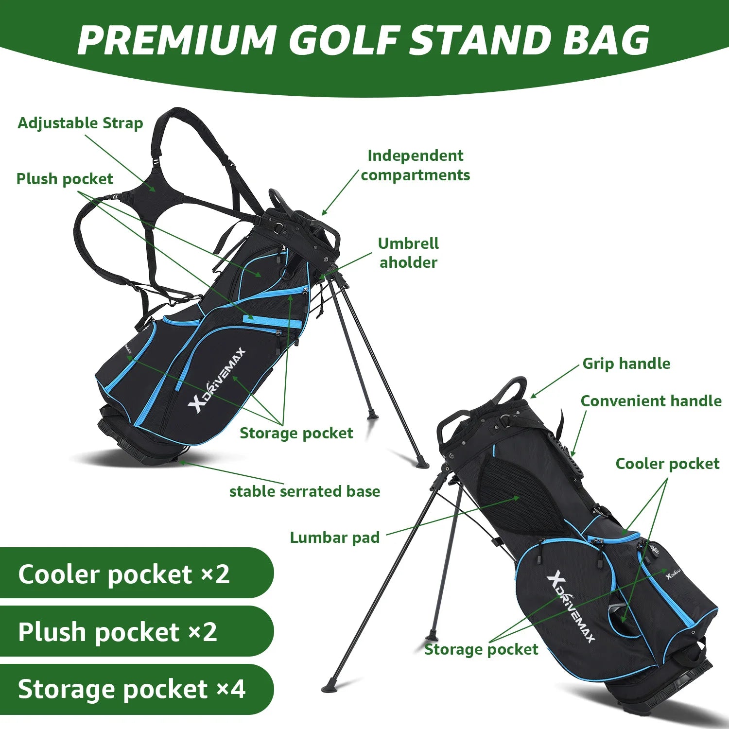 10 Piece Men Or Women  Golf Clubs Set Right Hand  Includes Stand Bag