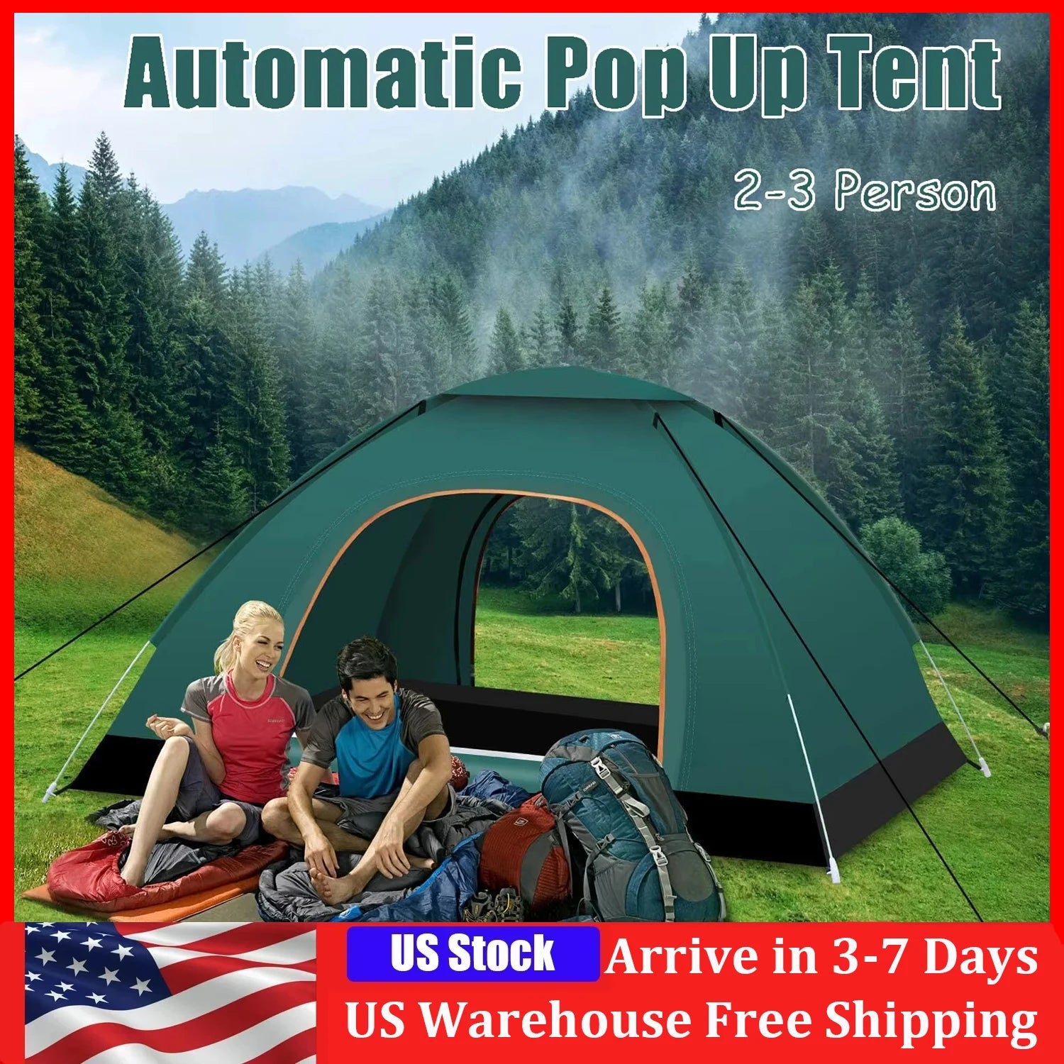 Automatic Camping Tent Pop Up Outdoor Hiking Waterproof Sun Proof Portable Backpacking Folding Tents Travelling Tools 2-3 Person