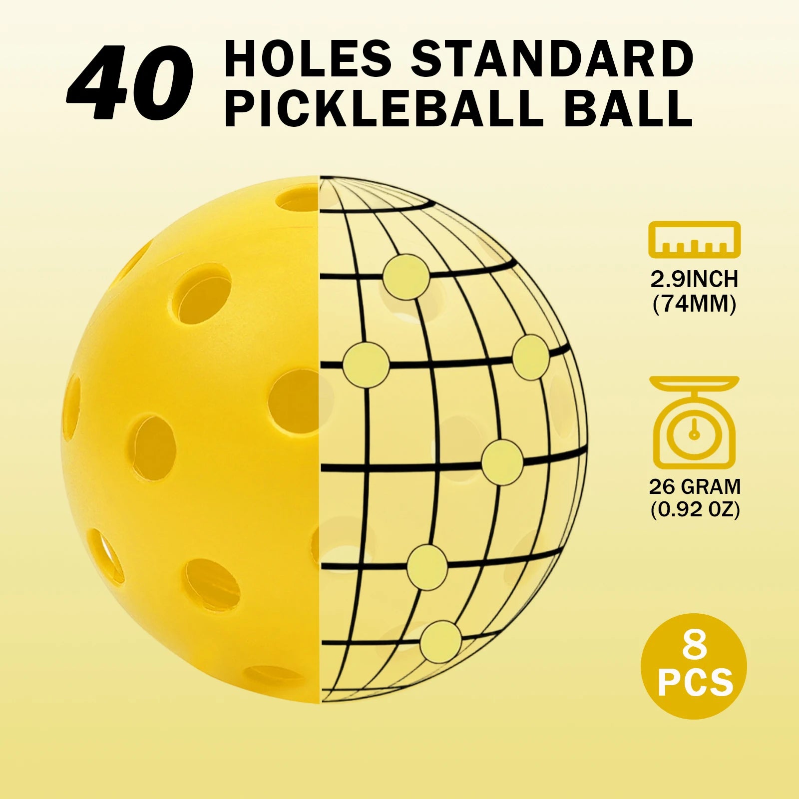8/16pcs Pickleball Balls 40 Holes Colorful and Durable