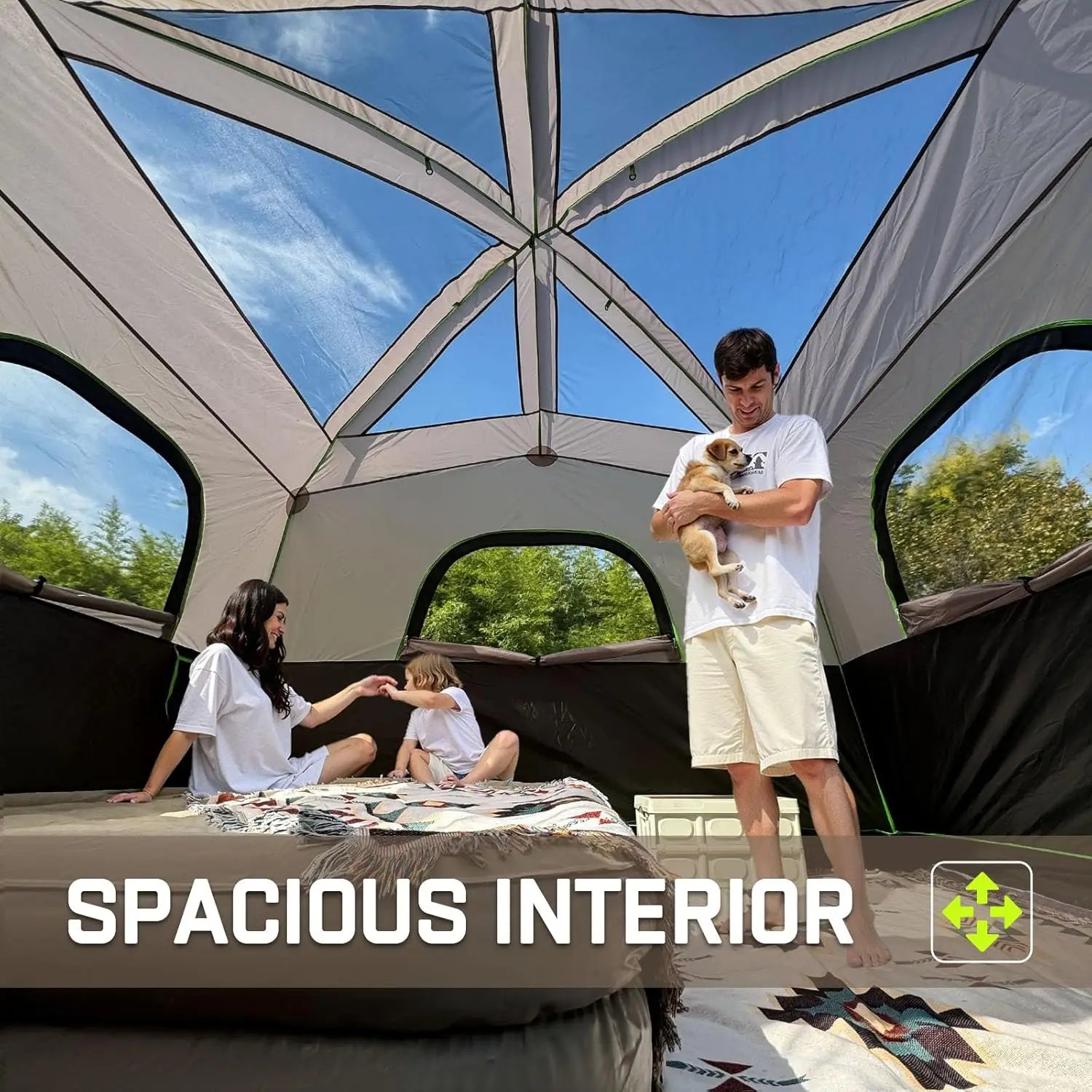 6-Person Waterproof Camping Tent with Rainfly, Easy Setup Family Cabin Tent for Outdoor Adventures