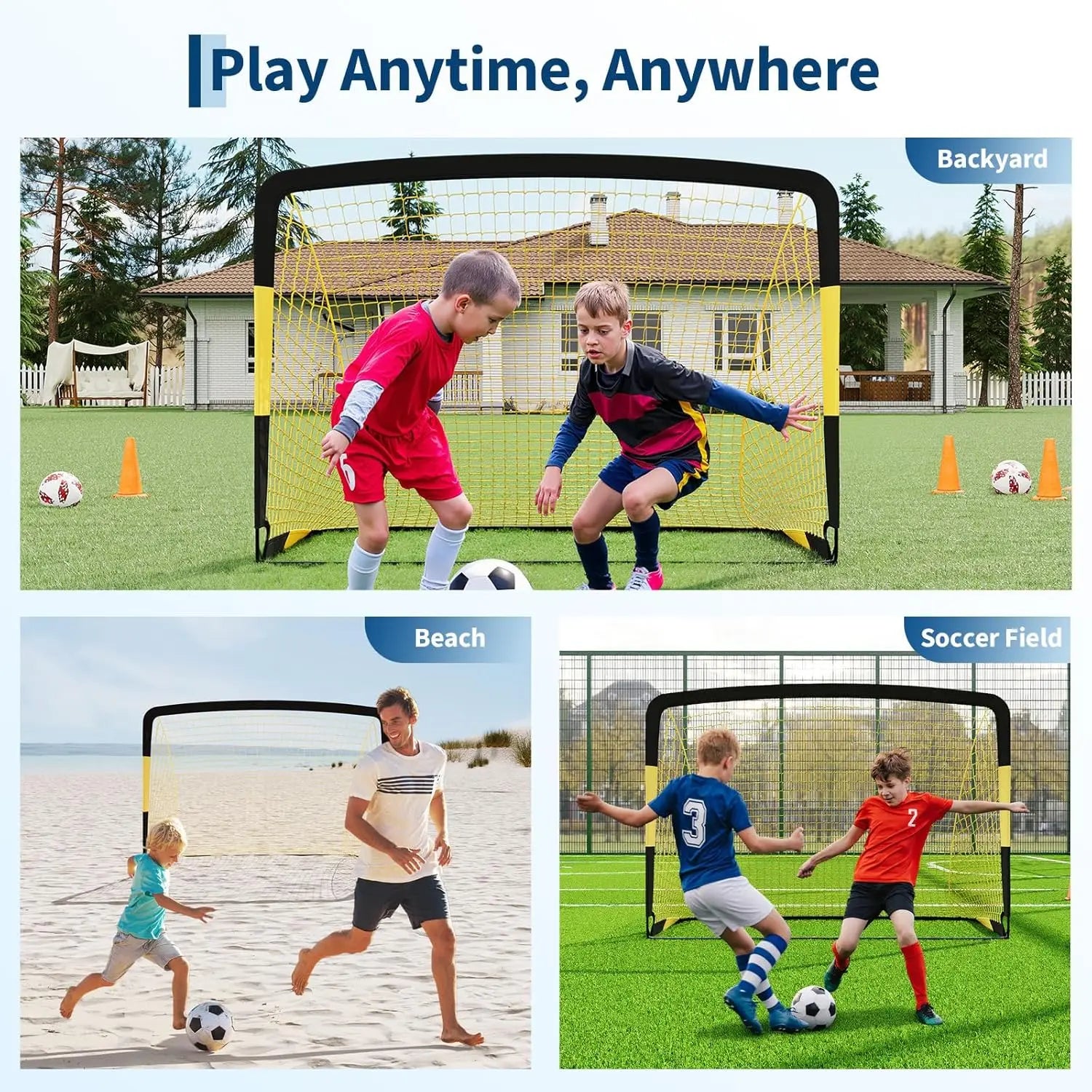 2 Pack Soccer Goals for Backyard,6x4 FT