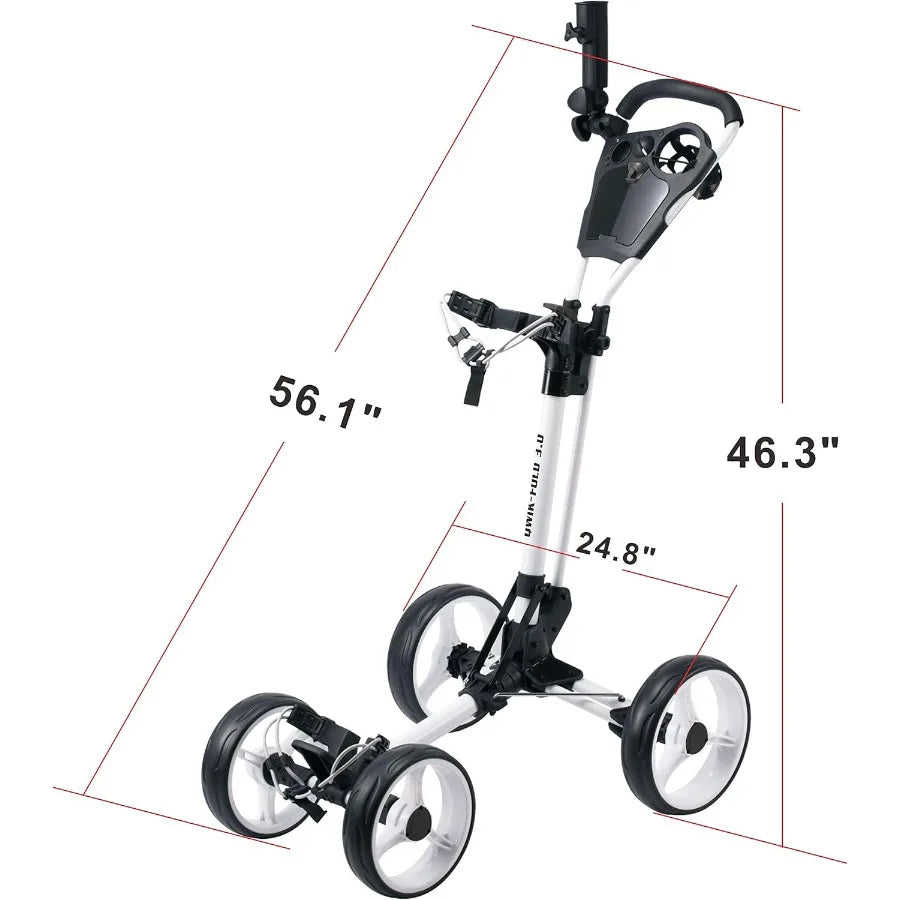 Folding Golf Push Cart 4 Wheel with Foot Brake