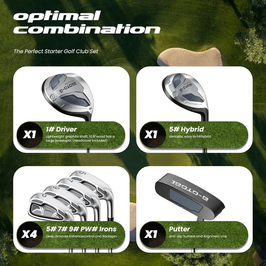 9 Pieces Golf Clubs Set for Men - Set Right/Left Handed