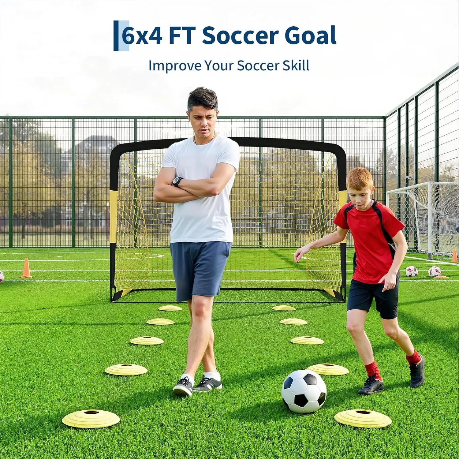 2 Pack Soccer Goals for Backyard,6x4 FT