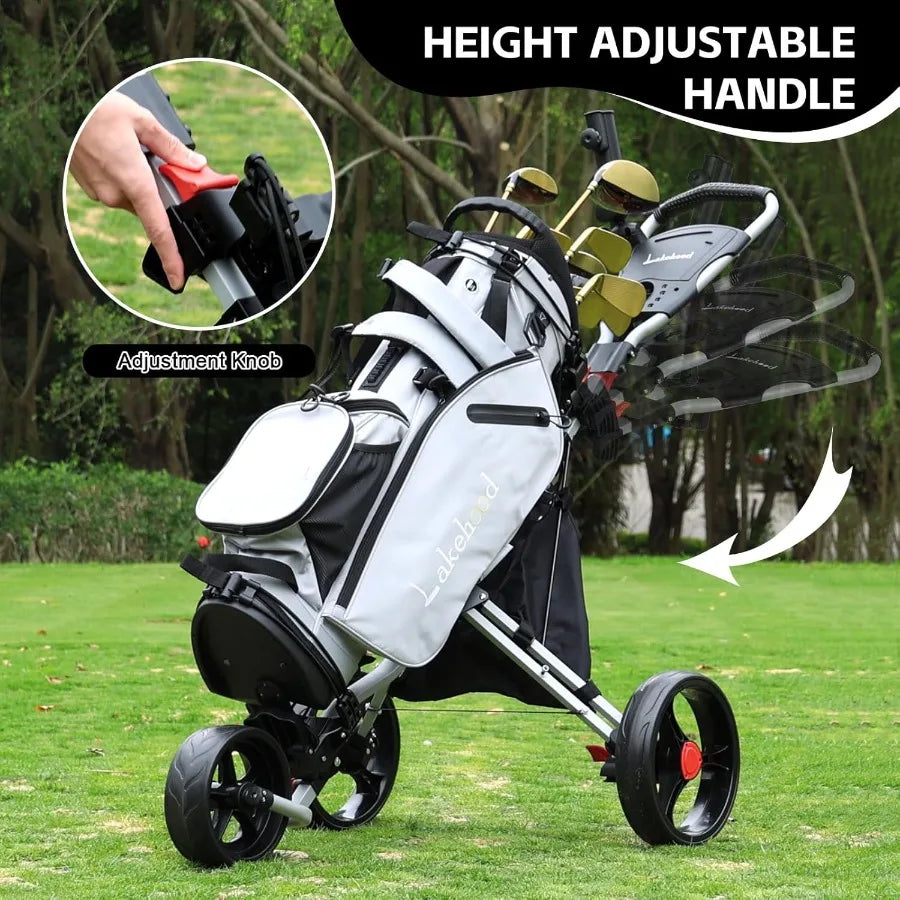 3 Wheel Golf Cart for Easy Transport Storage Height-Adjustable