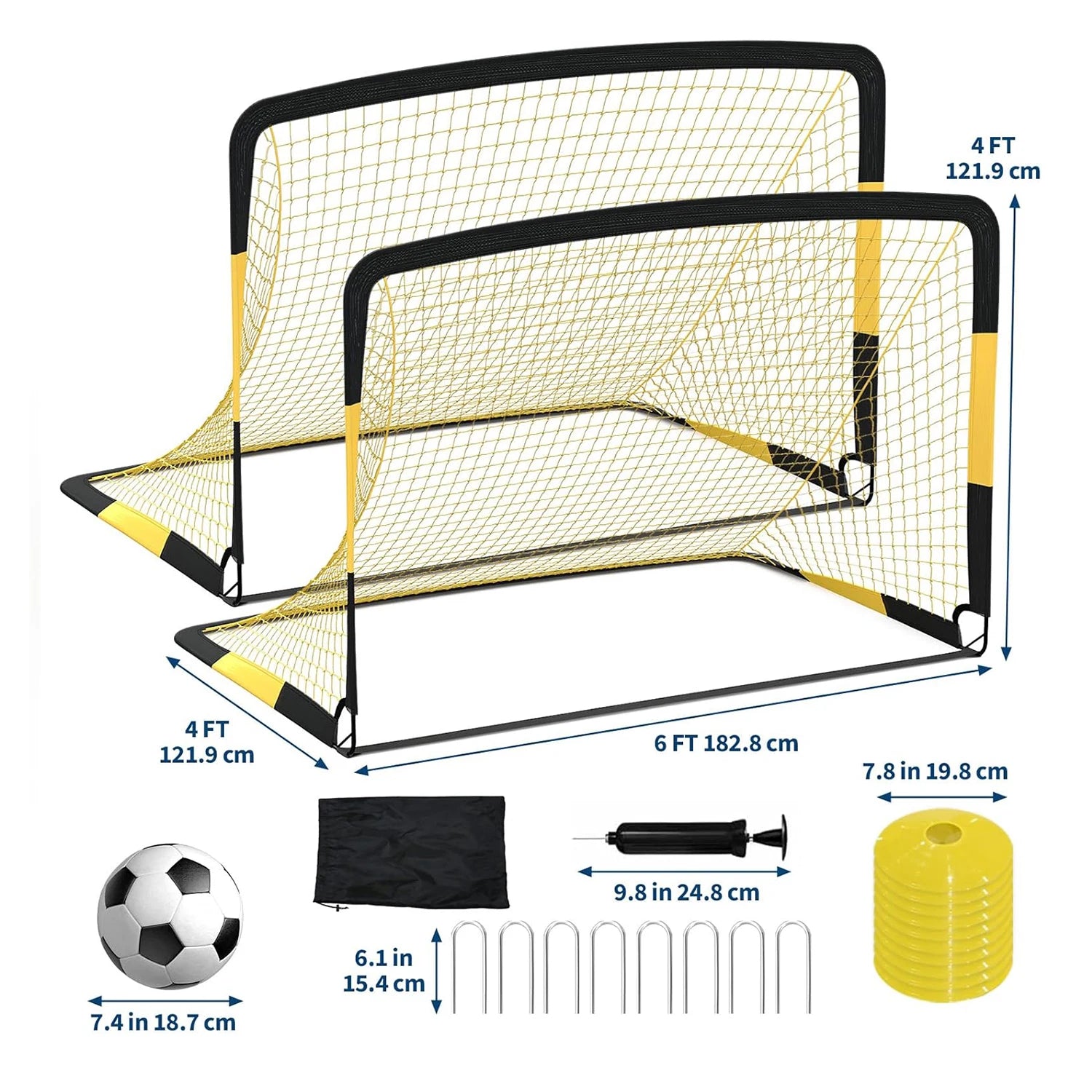 2 Pack Soccer Goals for Backyard,6x4 FT