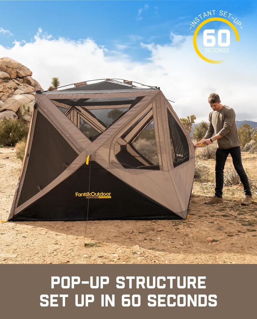 4 Person Pop Up Instant Cabin Tent 60 Second Setup