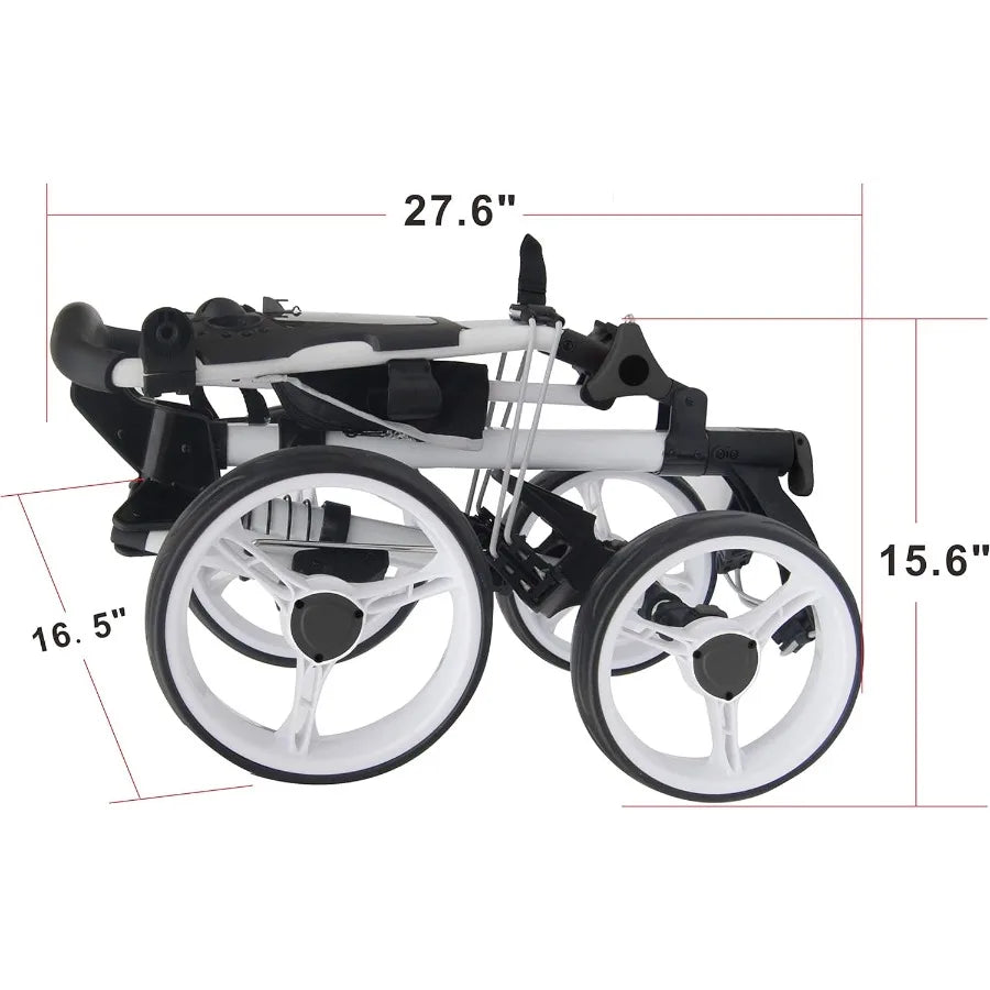 Folding Golf Push Cart 4 Wheel with Foot Brake