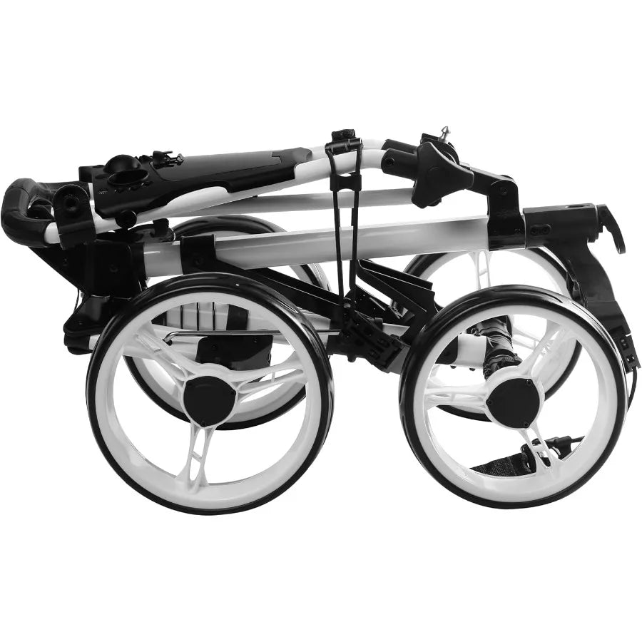 Folding Golf Push Cart 4 Wheel with Foot Brake
